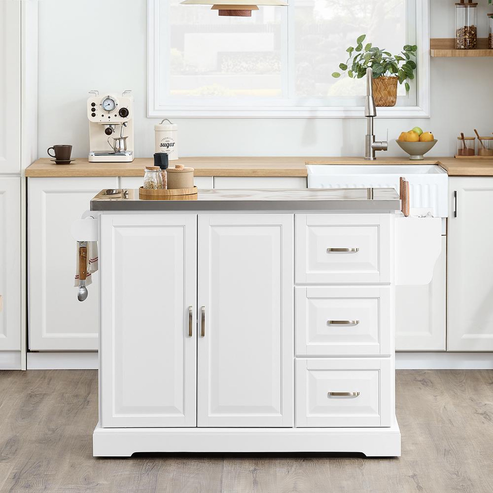Voir la diapositive 4 : SOBUY SoBuy - Îlot De Cuisine à trois tiroirs - Classique - FKW41-II
