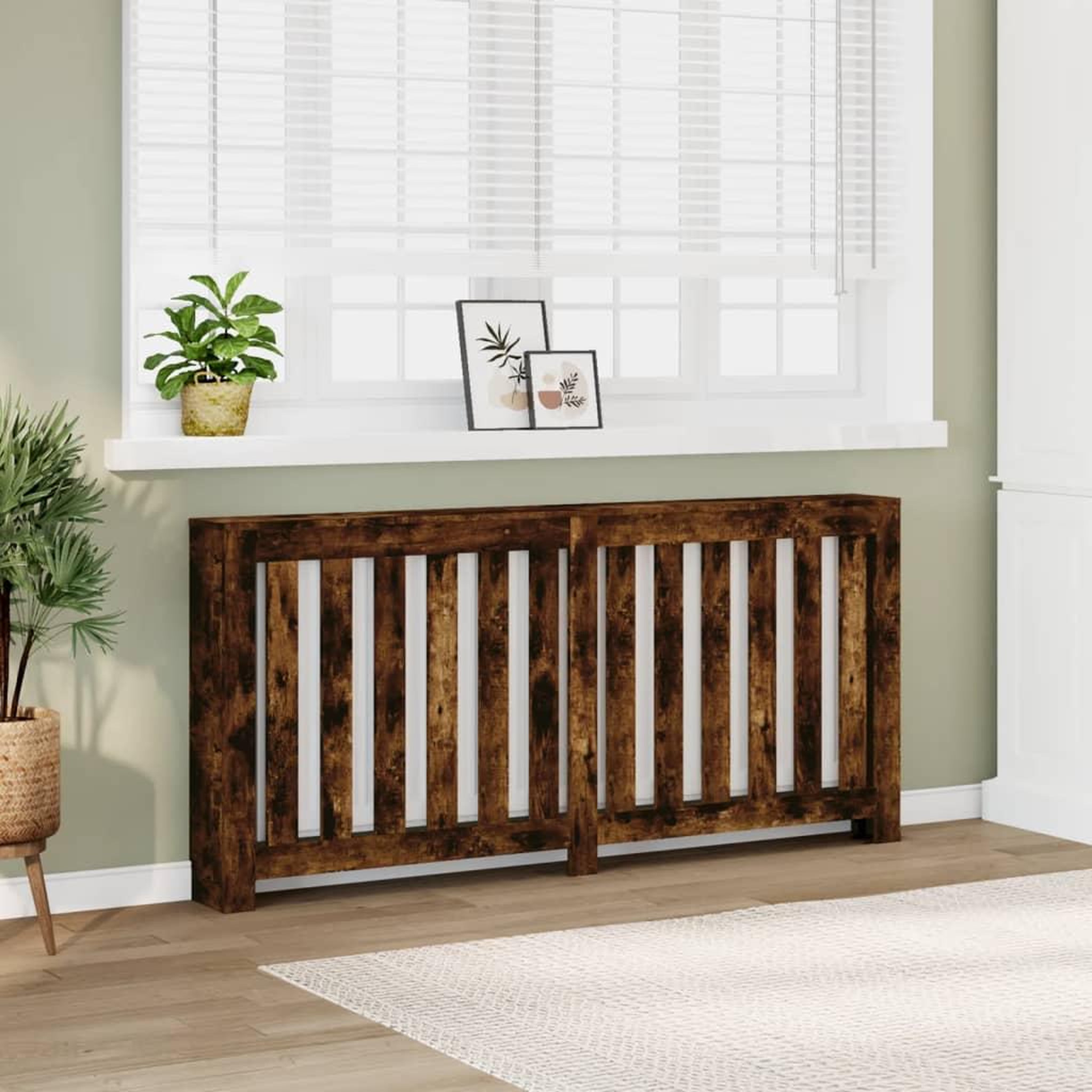 VIDAXL Cache-radiateur chene fume 175x20x82 cm bois d'ingenierie