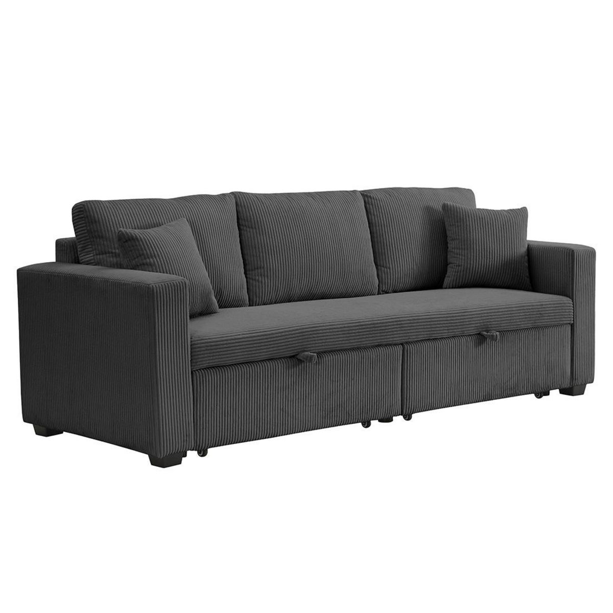 BEST MOBILIER Cyrus - canapé droit 3 places convertible en velours côtelé