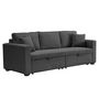 Voir la diapositive 1 : BEST MOBILIER Cyrus - canapé droit 3 places convertible en velours côtelé