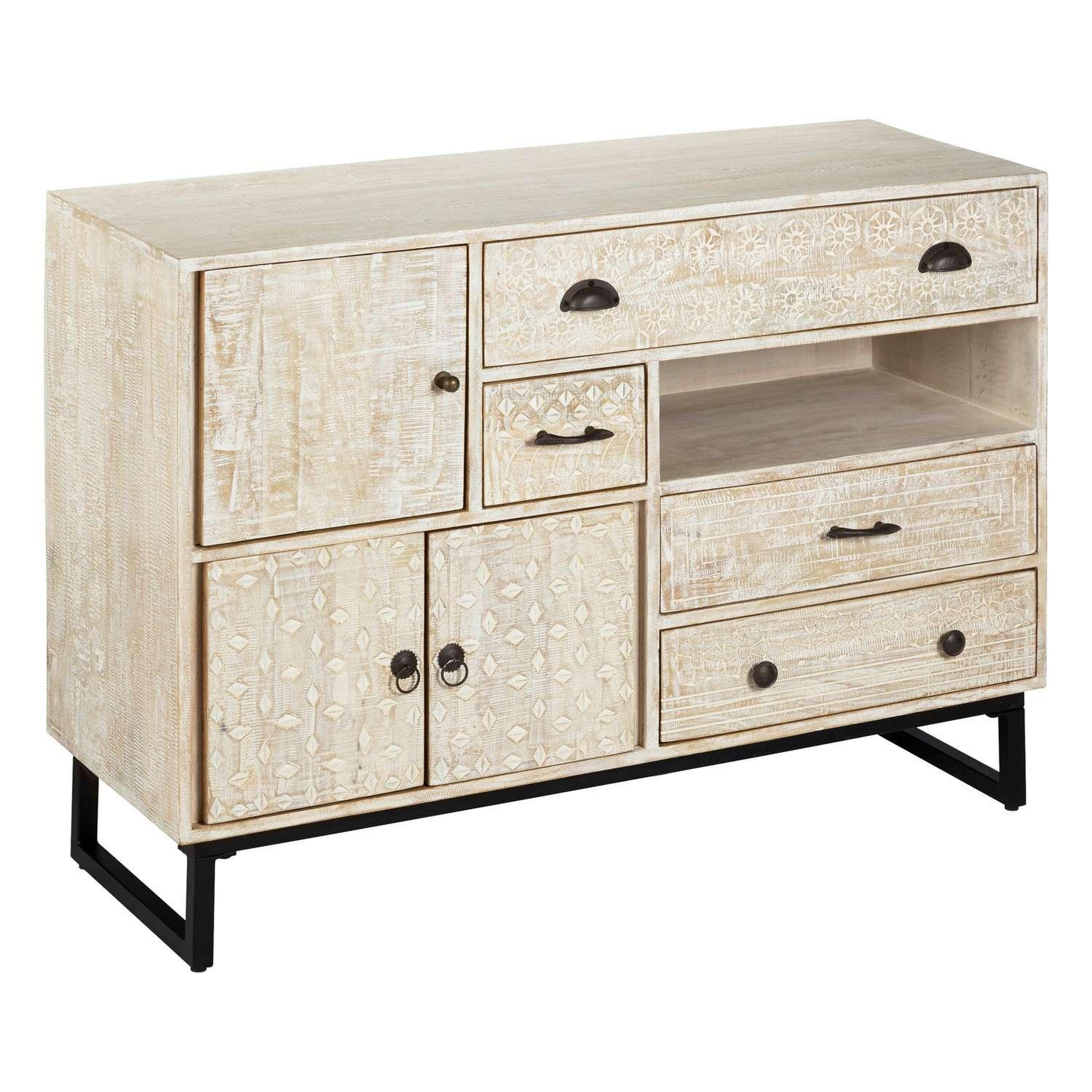 ATMOSPHERA Buffet 3 portes et 4 tiroirs en bois AJAY - Beige