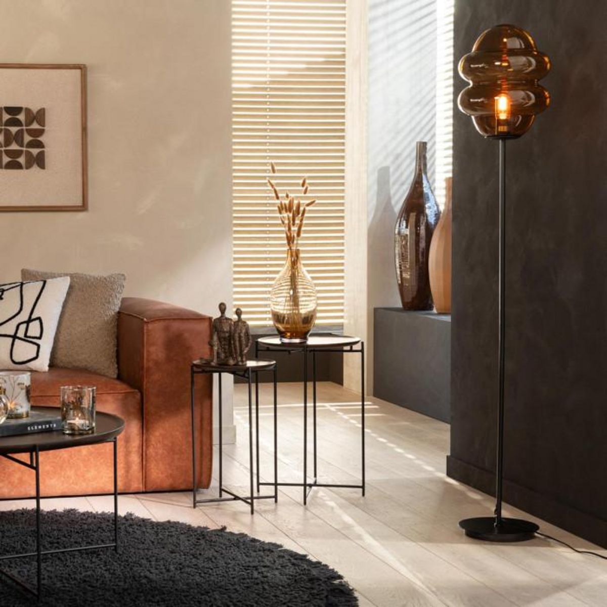 Paris Prix Lampadaire en Verre  Cuillere Miel  160cm Marron