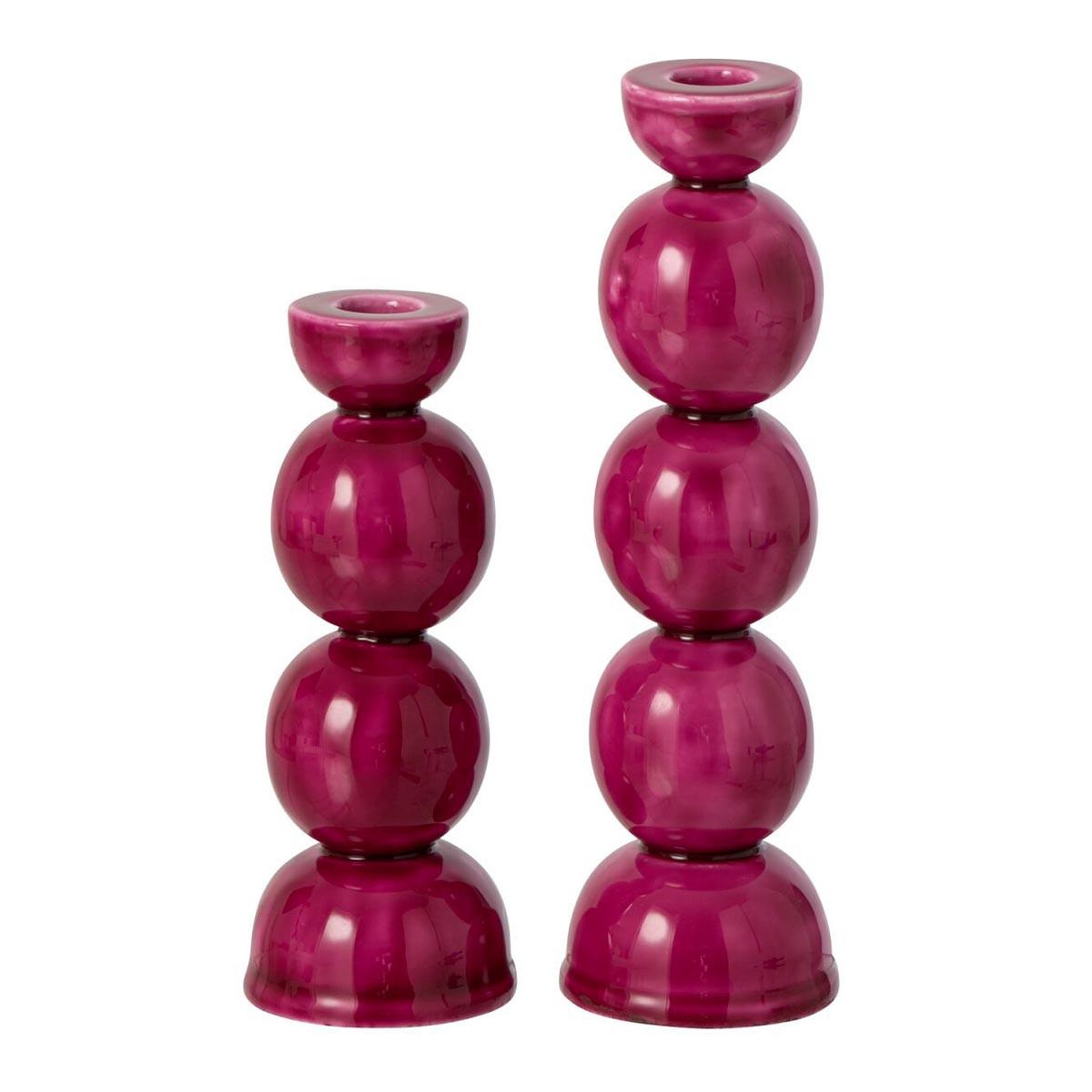 J-LINE Lot de 2 chandeliers en métal  yara  20cm fuchsia