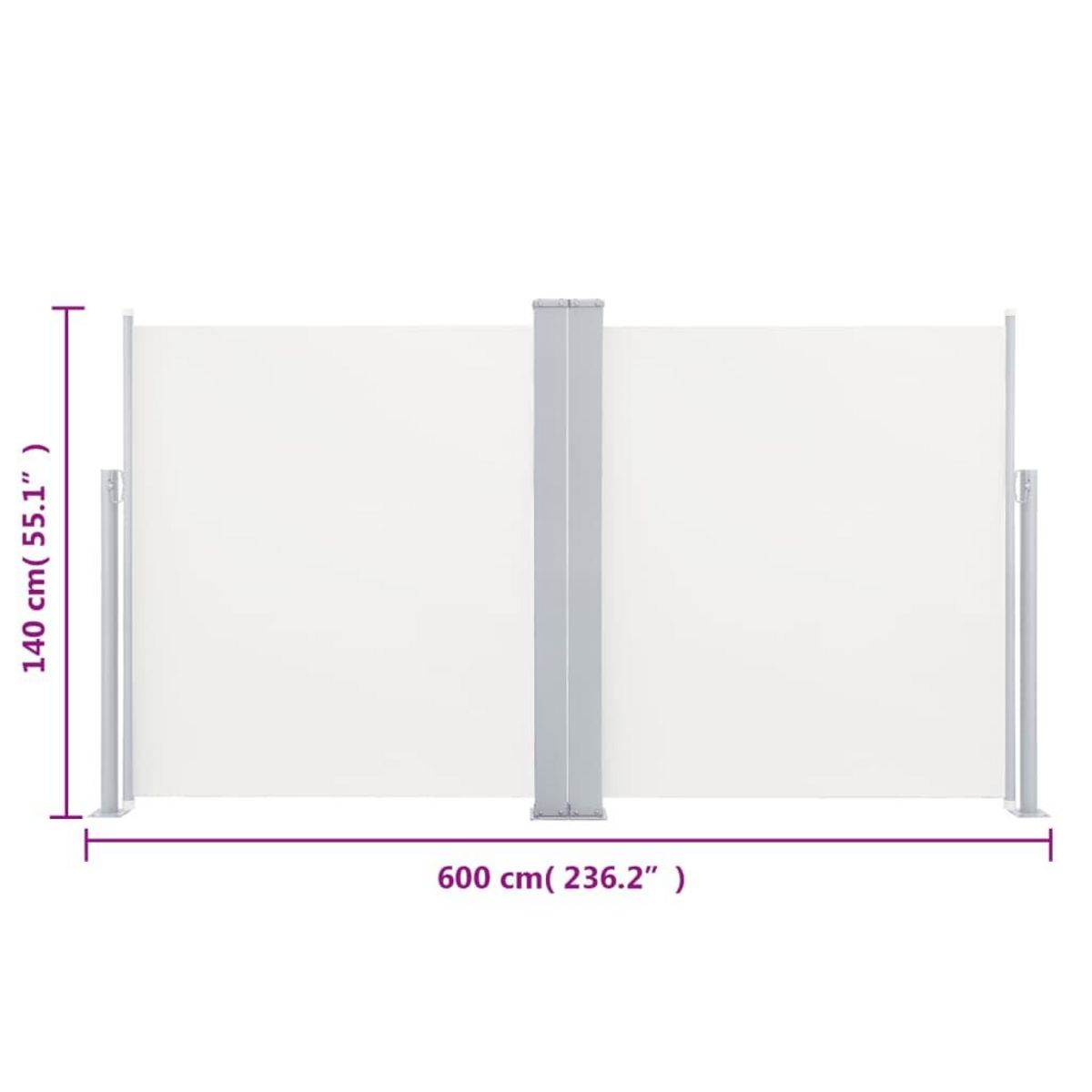 VIDAXL Auvent lateral retractable Creme 140 x 600 cm