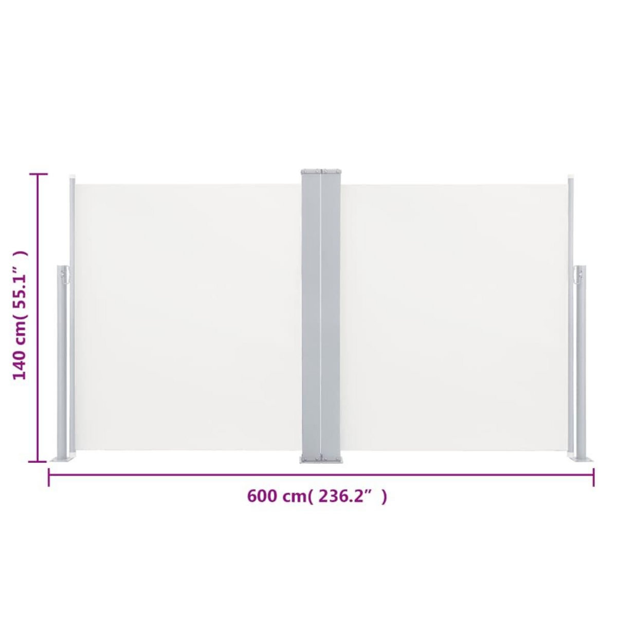 VIDAXL Auvent lateral retractable Creme 140 x 600 cm