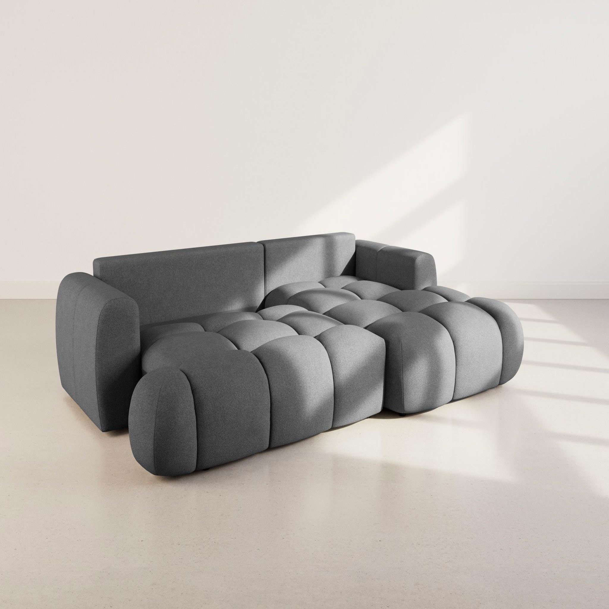 Voir la diapositive 5 : BEST MOBILIER Yulin - canapé d'angle droit 4 places convertible avec coffre en tissu bouclette