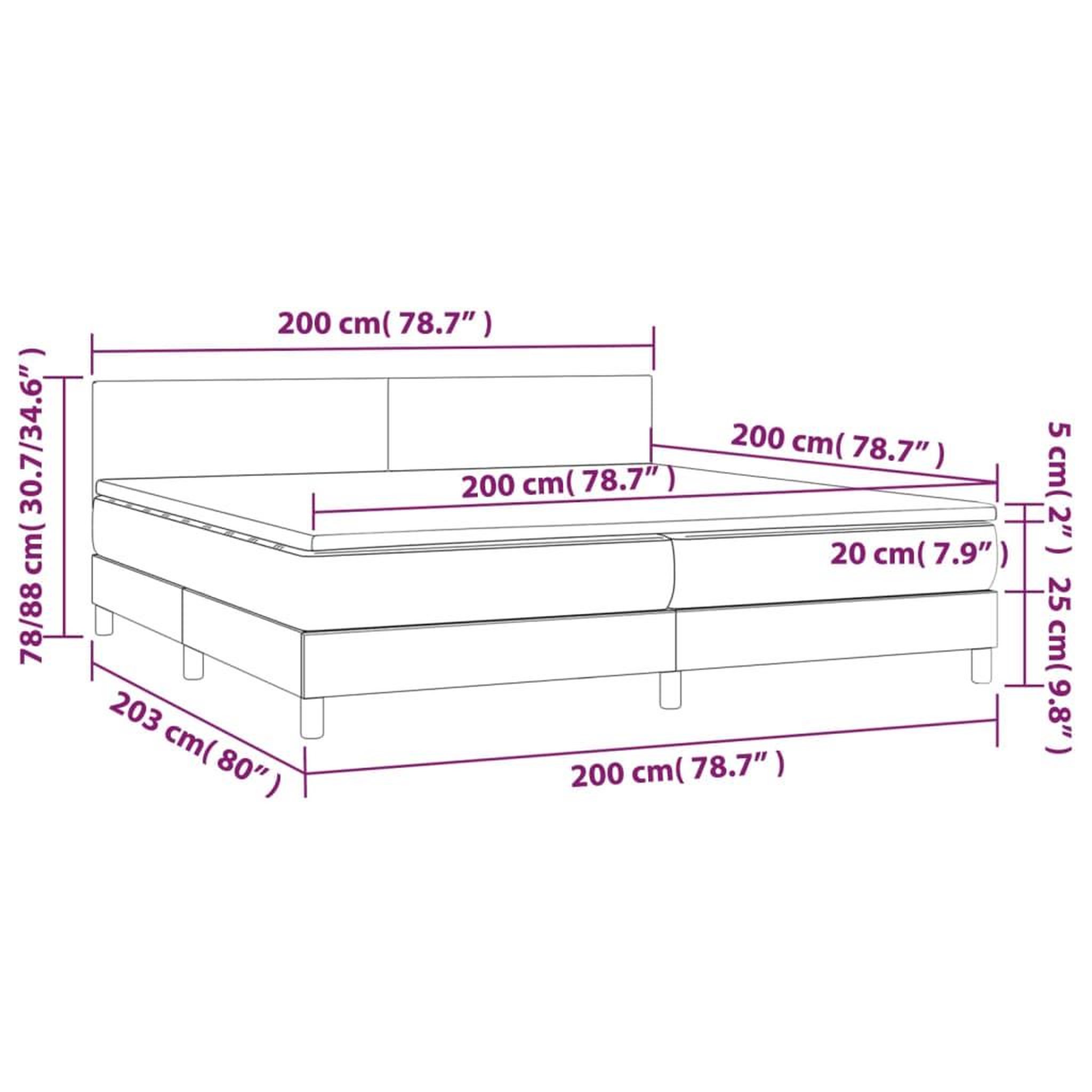 Voir la diapositive 6 : VIDAXL Sommier a lattes de lit avec matelas LED Bleu fonce 200x200 cm