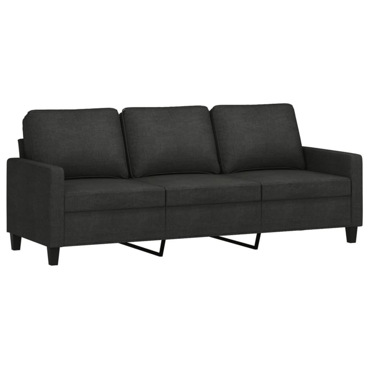 VIDAXL Ensemble de canapes 3 pcs avec coussins Noir Tissu