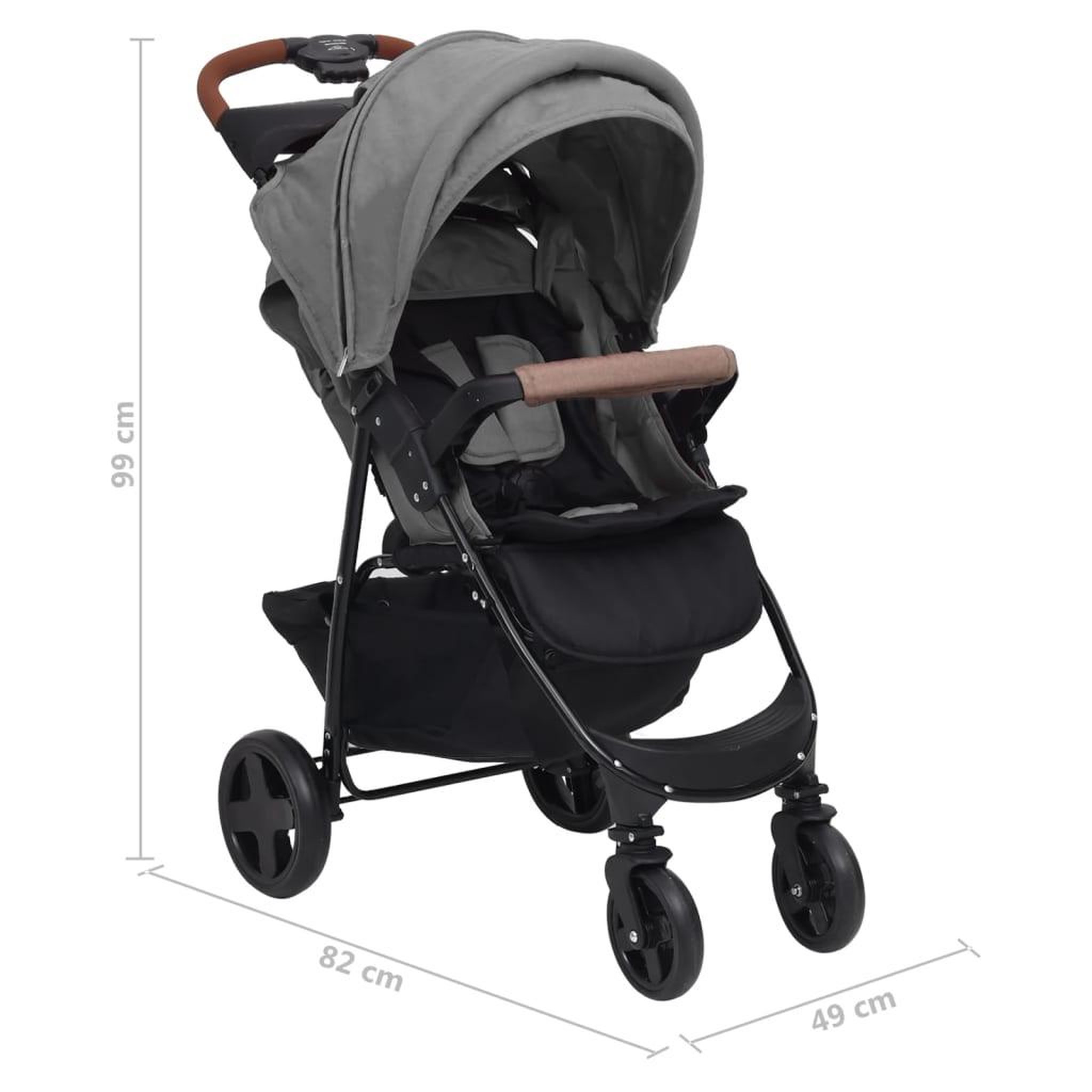 Voir la diapositive 6 : VIDAXL Poussette pour bebe 3-en-1 Gris clair Acier