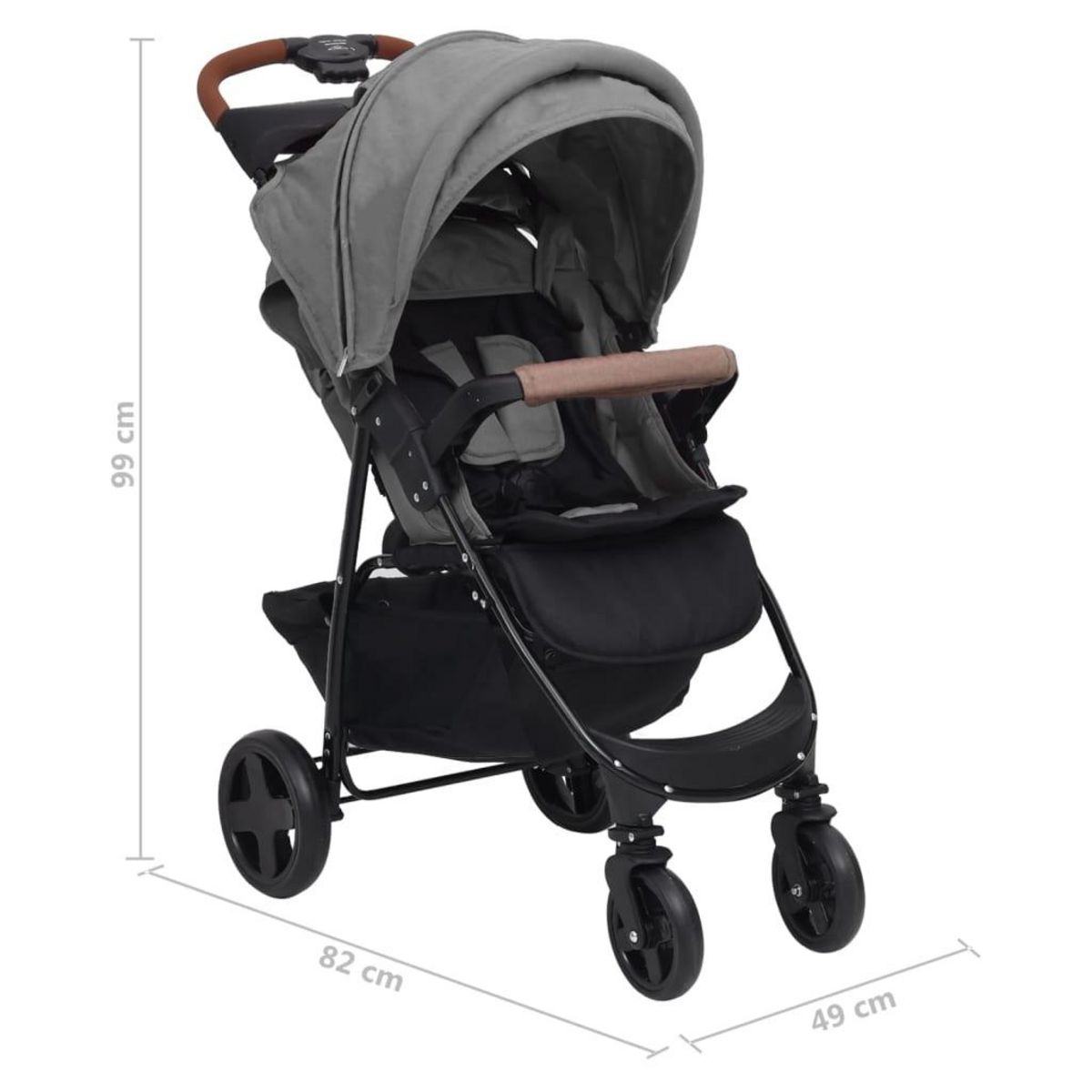 VIDAXL Poussette pour bebe 3-en-1 Gris clair Acier