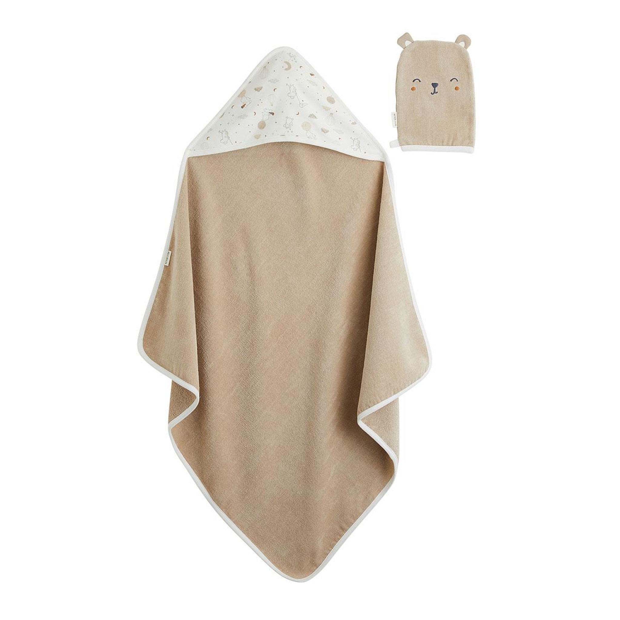 Voir la diapositive 1 : Petit Béguin Cape de bain et gant bébé eliah