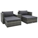 VIDAXL Salon de jardin 5 pcs avec coussins Resine tressee Gris