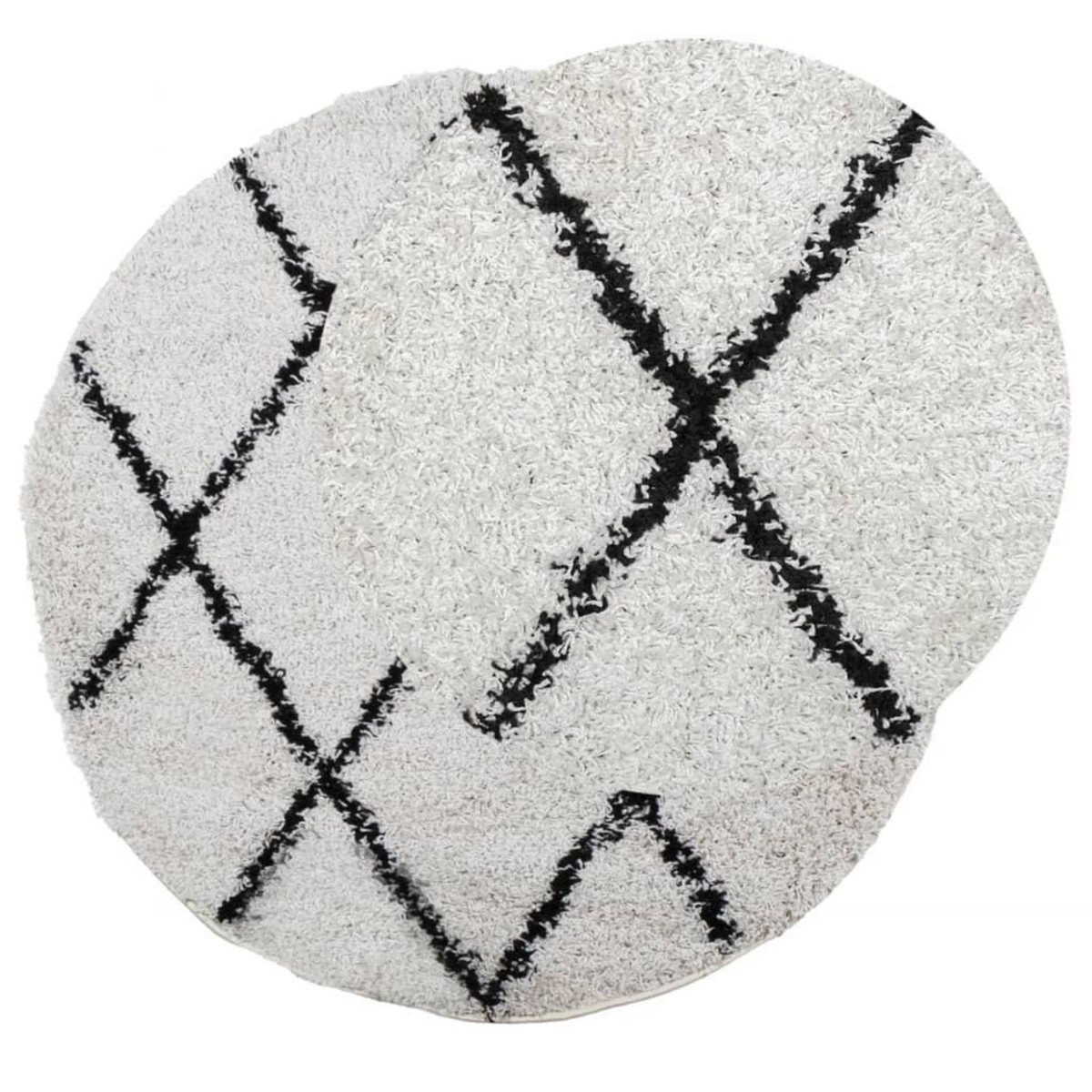 VIDAXL Tapis shaggy a poils longs moderne creme et noir Ø 120 cm