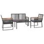 Voir la diapositive 3 : VIDAXL Salon de jardin 4 pcs avec coussins Noir Acier