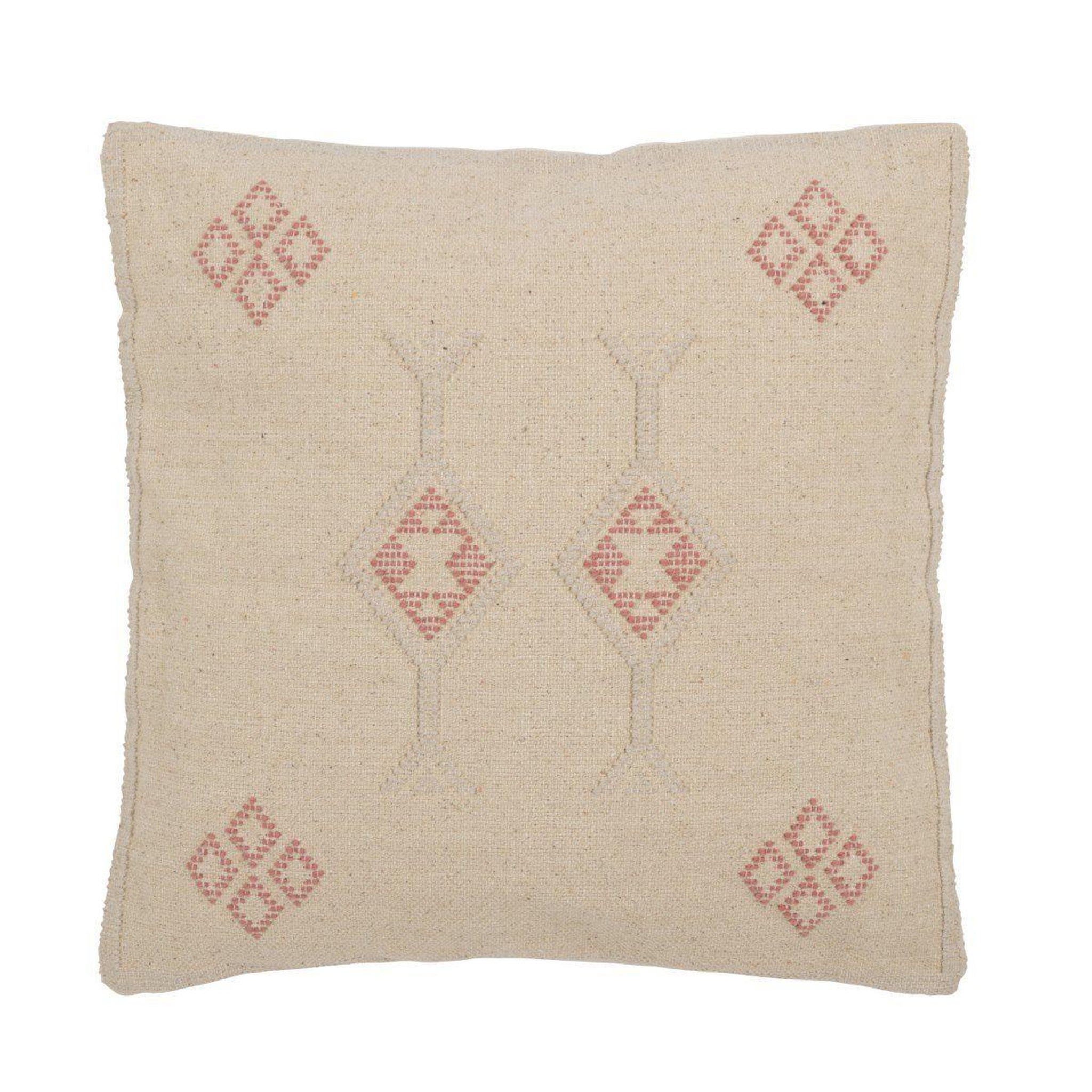 Voir la diapositive 1 : J-LINE Coussin design  diamants  45x45cm crème & rose