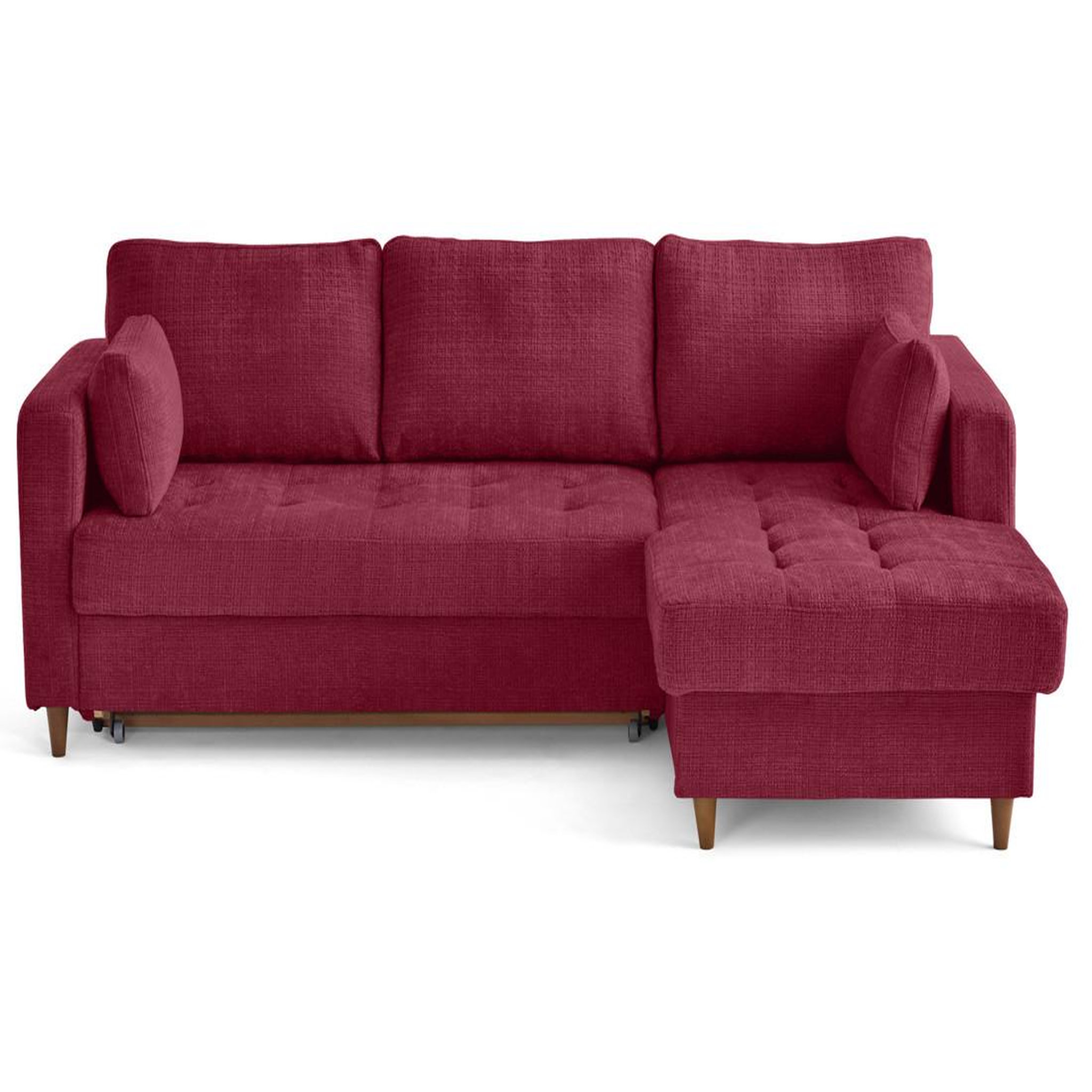 Voir la diapositive 1 : LISA DESIGN Anna - canapé d'angle droit 4 places convertible avec coffre en velours texturé