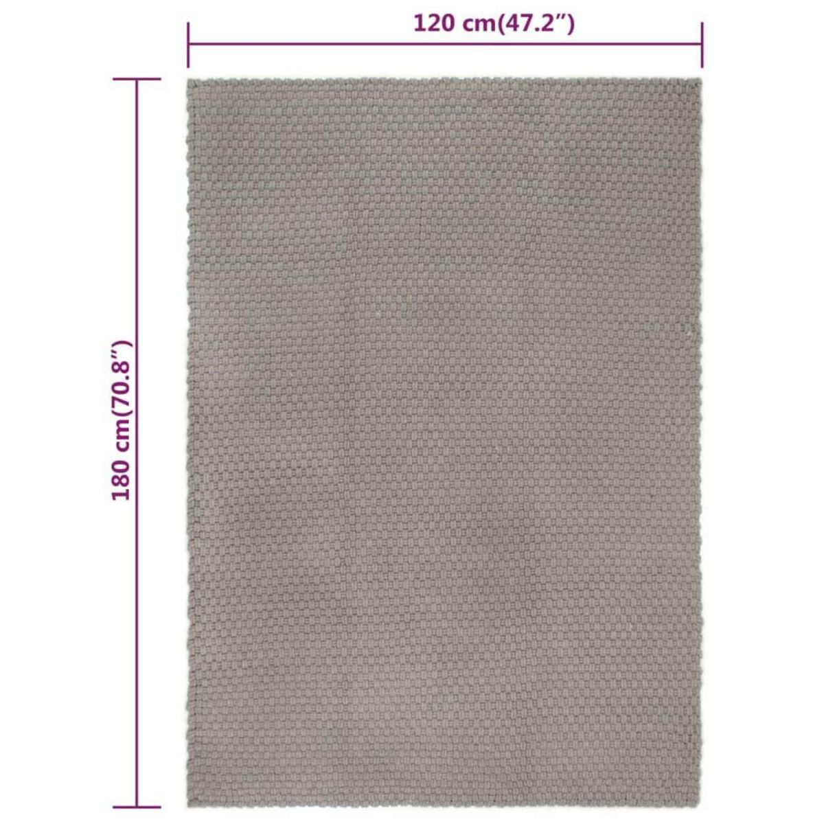 VIDAXL Tapis rectangulaire Gris 120x180 cm Coton