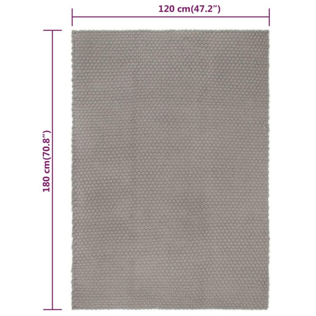 VIDAXL Tapis rectangulaire Gris 120x180 cm Coton