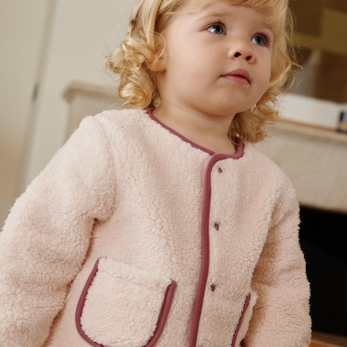 Petit Béguin Veste enfant en sherpa Matcha