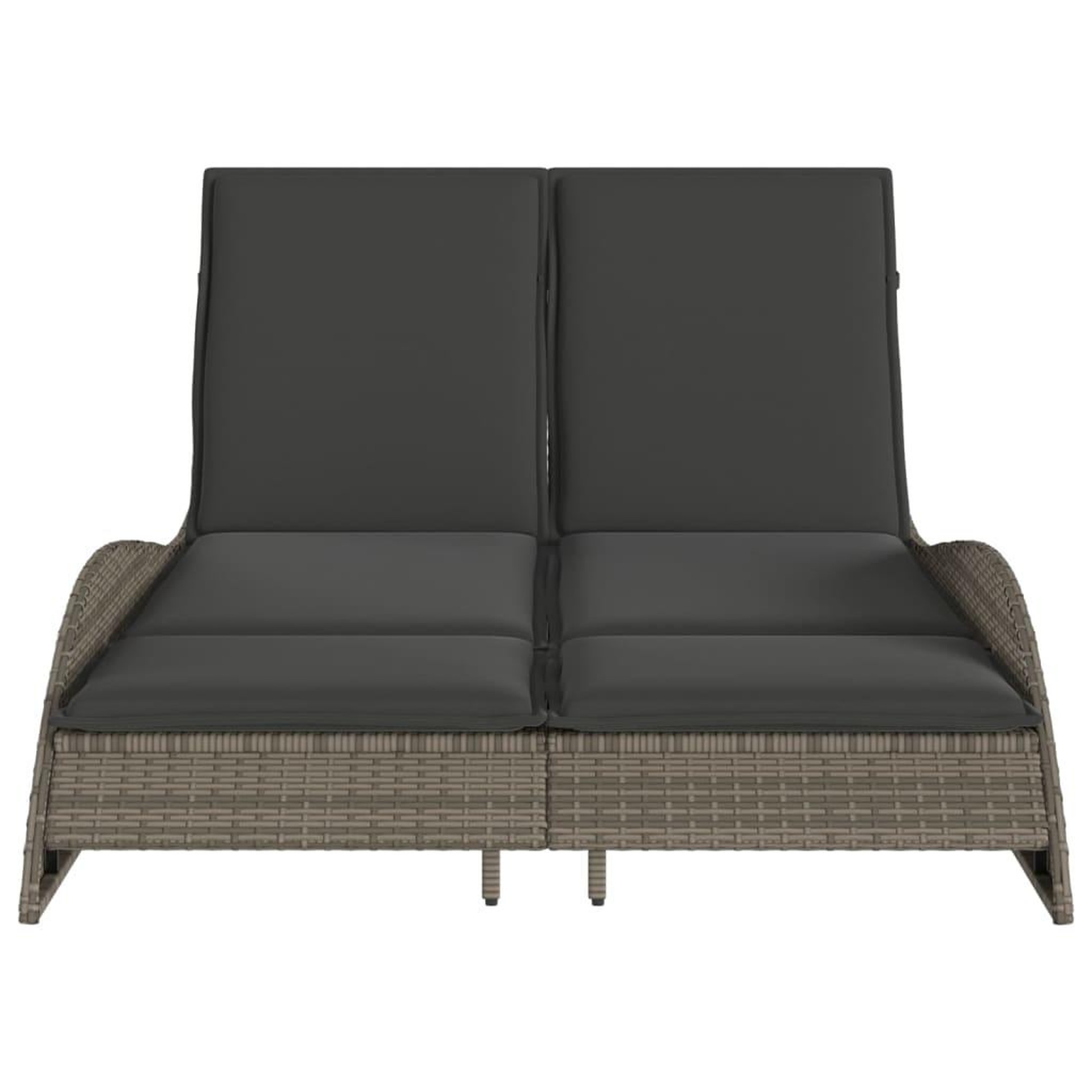 Voir la diapositive 4 : VIDAXL Chaise longue avec coussins gris 114x205x73 cm resine tressee