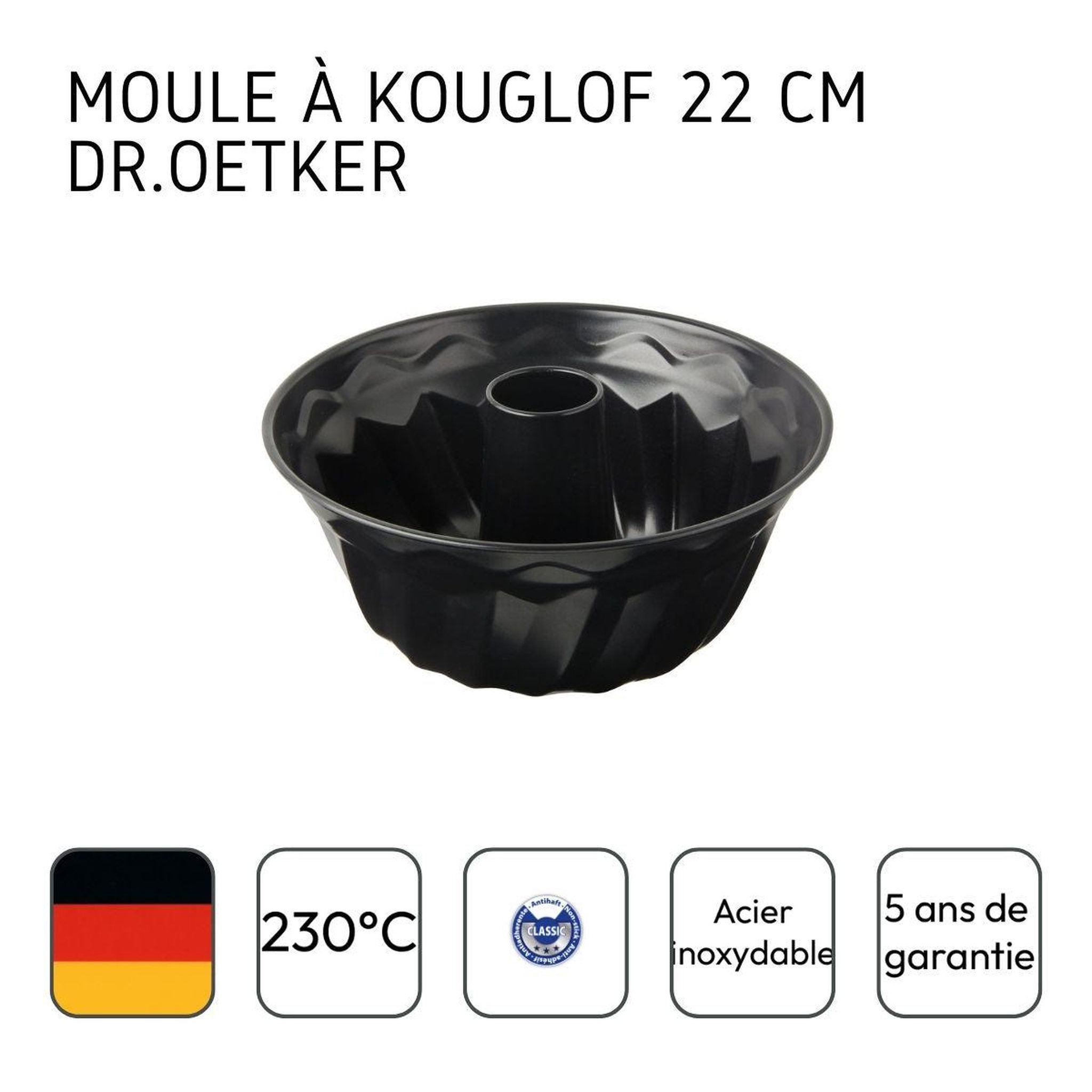 Voir la diapositive 4 : DR.OETKER Lot de 2 moules à gâteaux 22 cm en acier dr oetker tradition