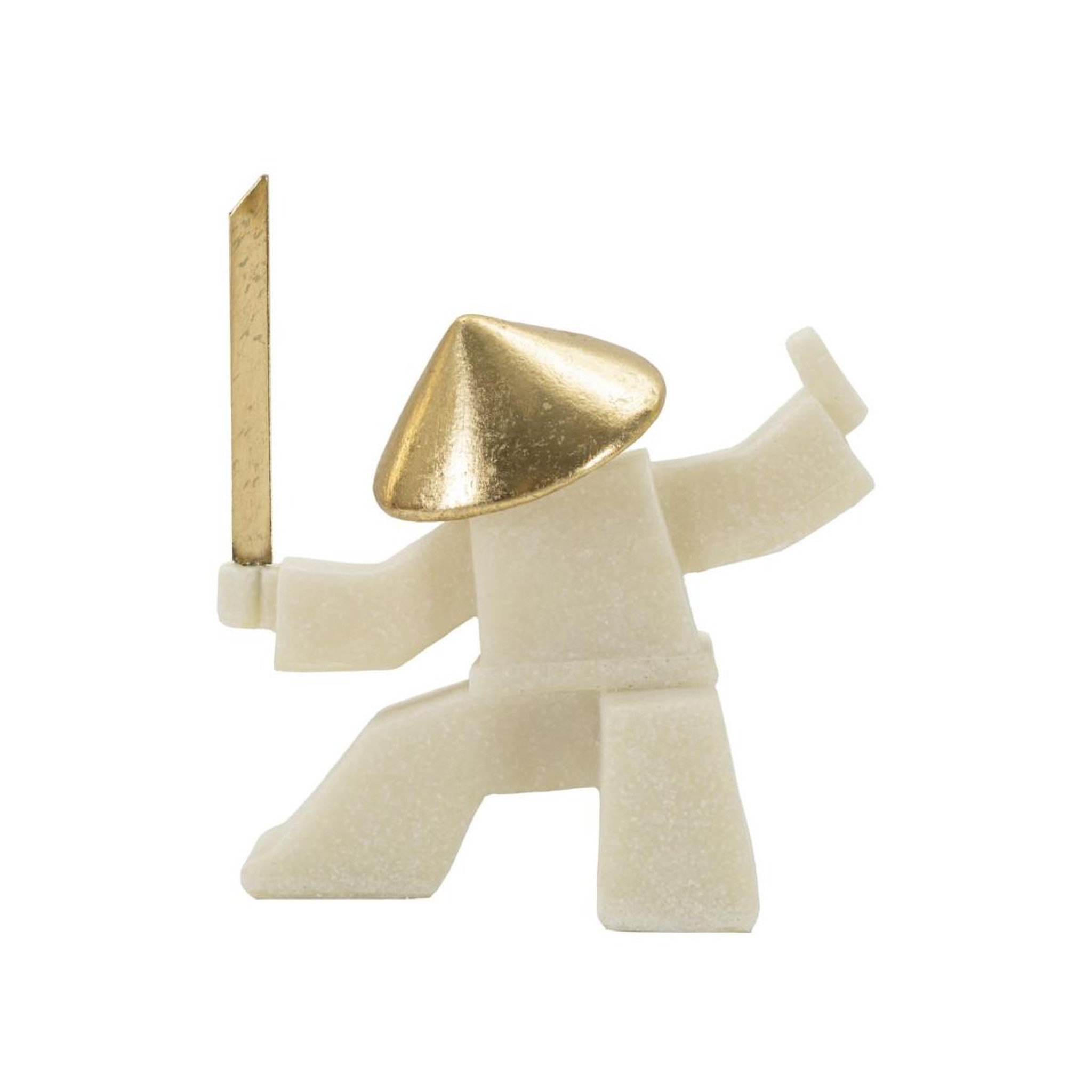 Paris Prix Statuette déco samouraï  oda  18cm blanc & or