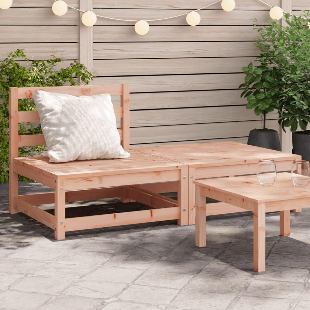 VIDAXL Canape jardin sans accoudoirs repose-pieds bois massif douglas