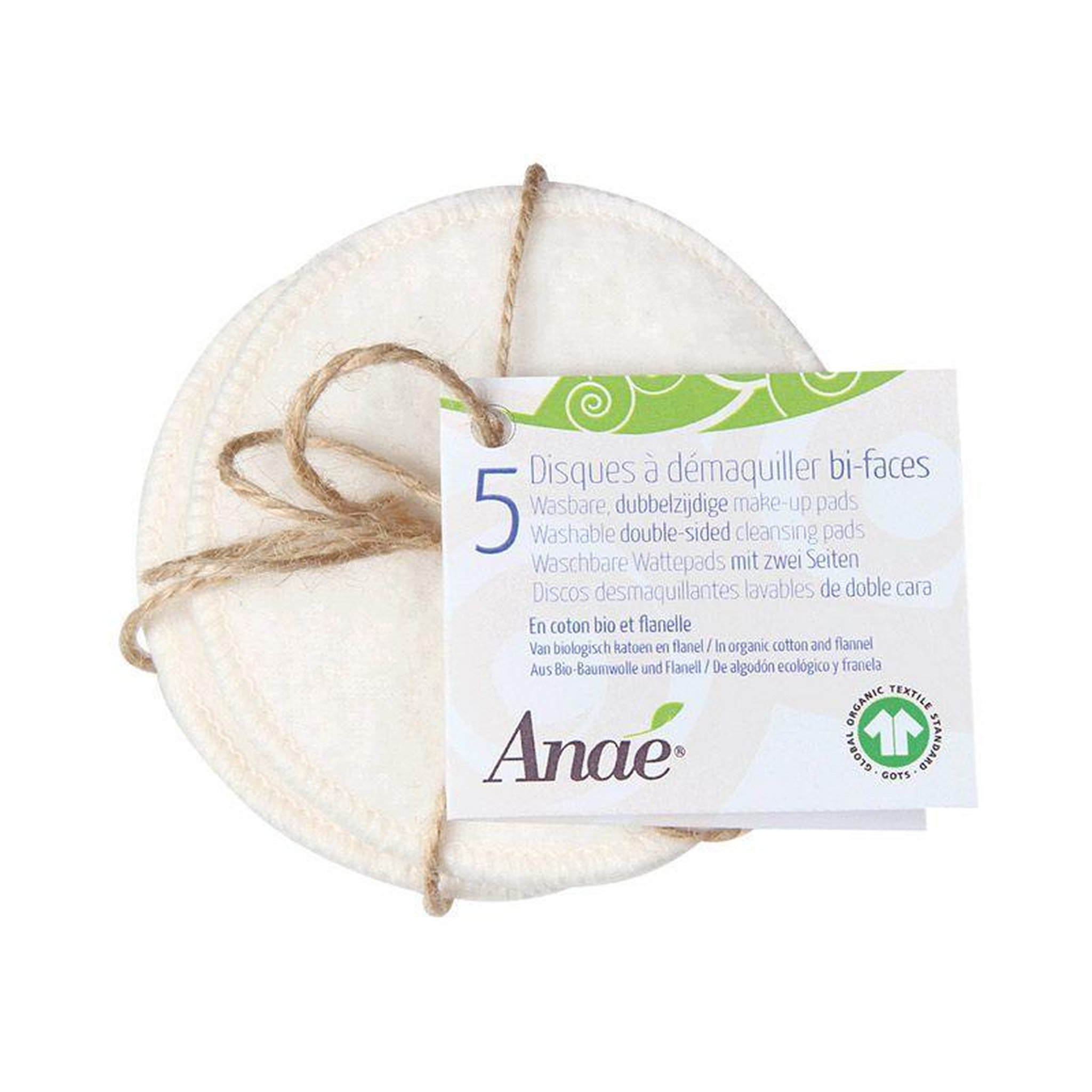ANAÉ 5 disques à démaquiller bi-faces lavables