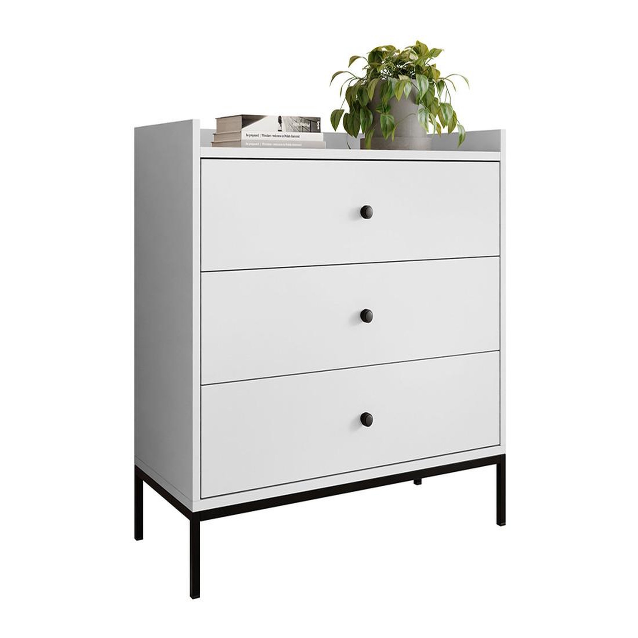 Voir la diapositive 2 : BEST MOBILIER Filipo - commode - blanc - 80 cm