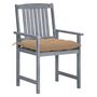 Voir la diapositive 2 : VIDAXL Chaises de jardin et coussins lot de 8 Bois acacia solide Gris