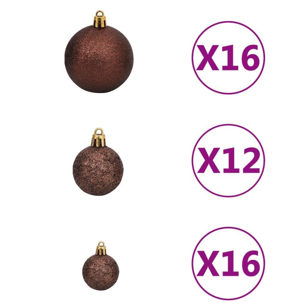 VIDAXL Ensemble de boules de Noël 100 pcs 3/4/6 cm Marron/Bronze/Dore