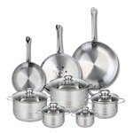 ELO Ensemble de 3 Poêles de cuisson 24, 28 et 32 cm et 5 faitouts 12, 14, 16, 20 et 24 cm Elo Profi Brillant