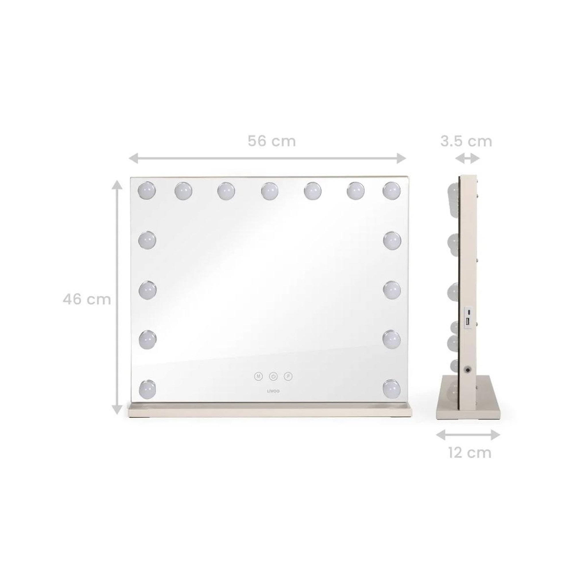 Voir la diapositive 2 : LIVOO Miroir lumineux 24w gris - dos207