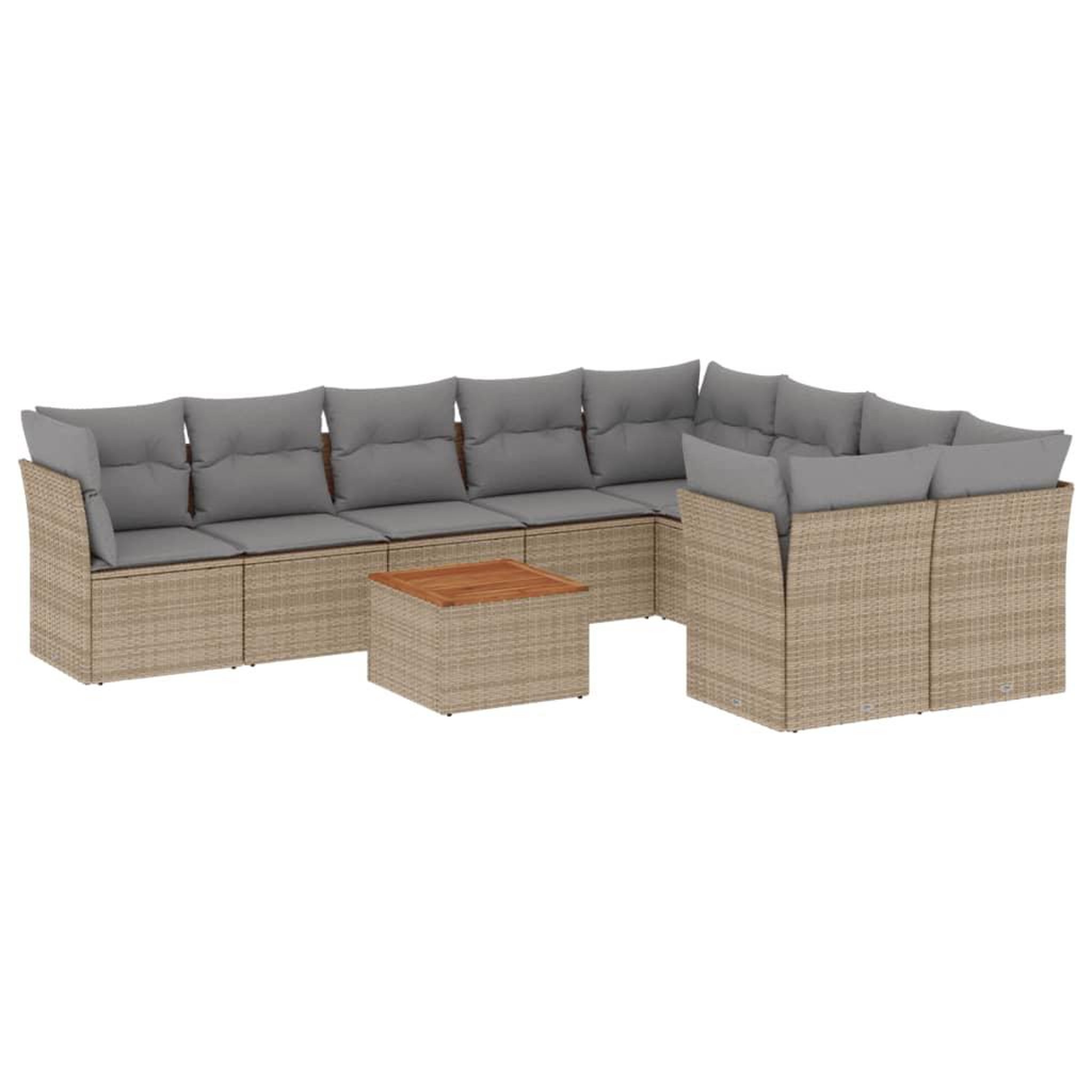 Voir la diapositive 2 : VIDAXL Salon de jardin et coussins 10 pcs melange beige resine tressee