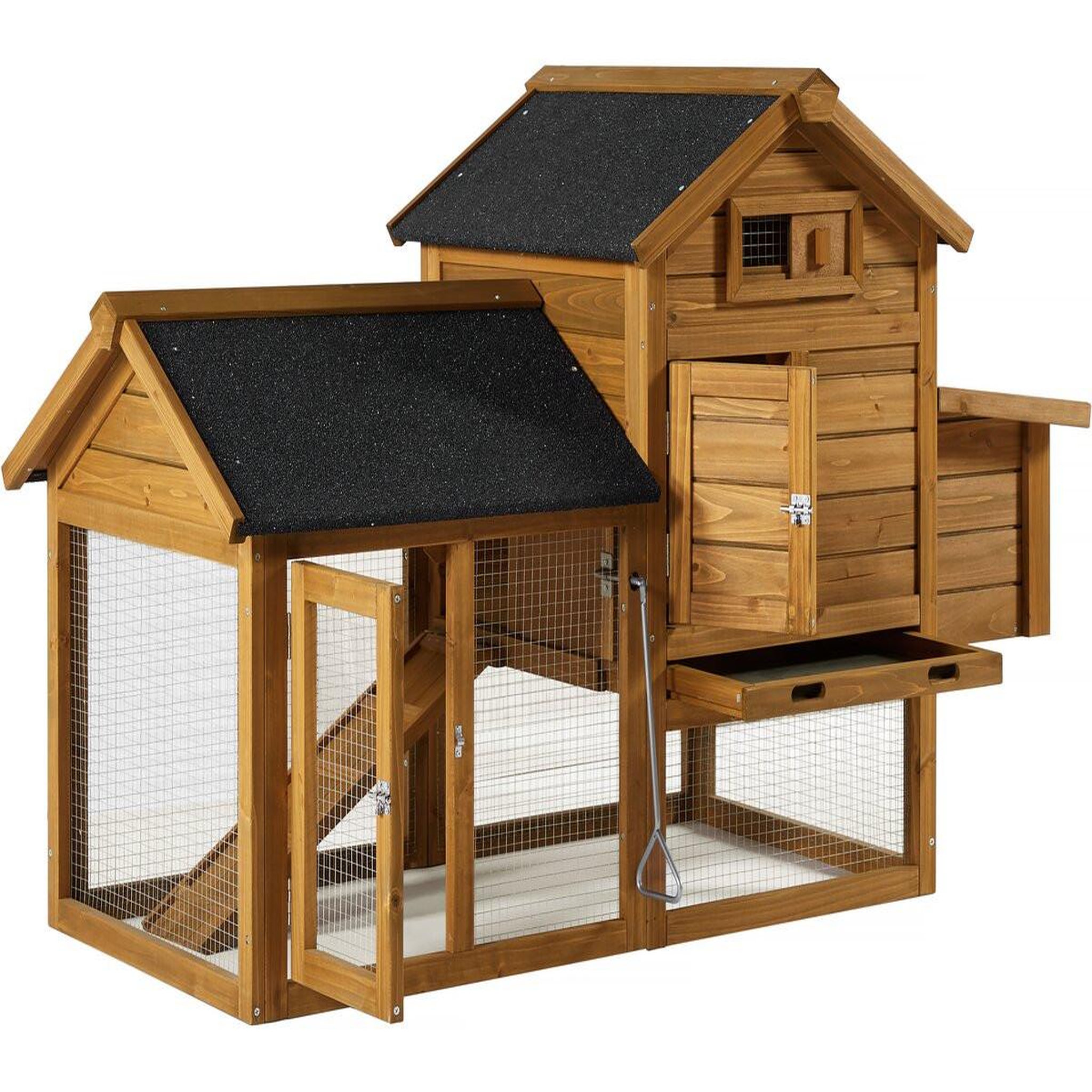 Voir la diapositive 4 : Habitat et Jardin Poulailler  Poulette  avec pondoir en bois - Marron