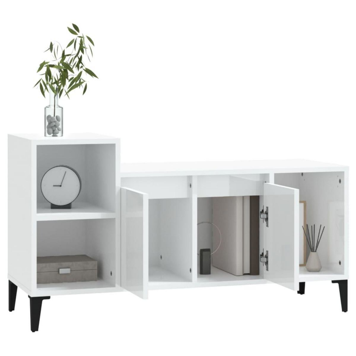 VIDAXL Meuble TV Blanc brillant 100x35x55 cm Bois d'ingenierie