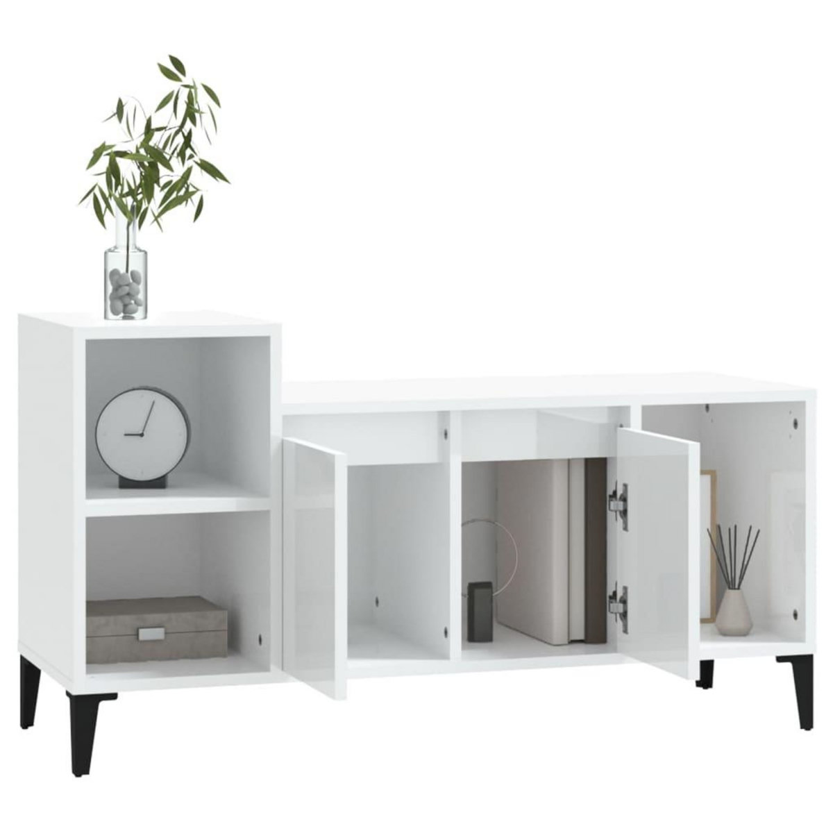 VIDAXL Meuble TV Blanc brillant 100x35x55 cm Bois d'ingenierie