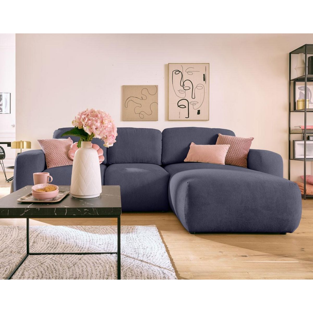 LISA DESIGN Sorrente - canapé d'angle réversible - convertible avec coffre - 4 places - en tissu texturé