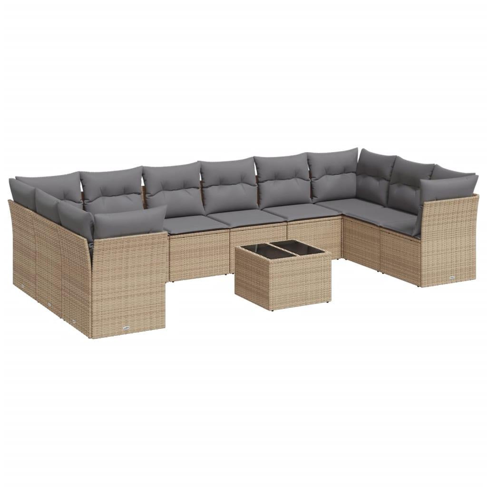 Voir la diapositive 2 : VIDAXL Salon de jardin 11 pcs avec coussins beige resine tressee