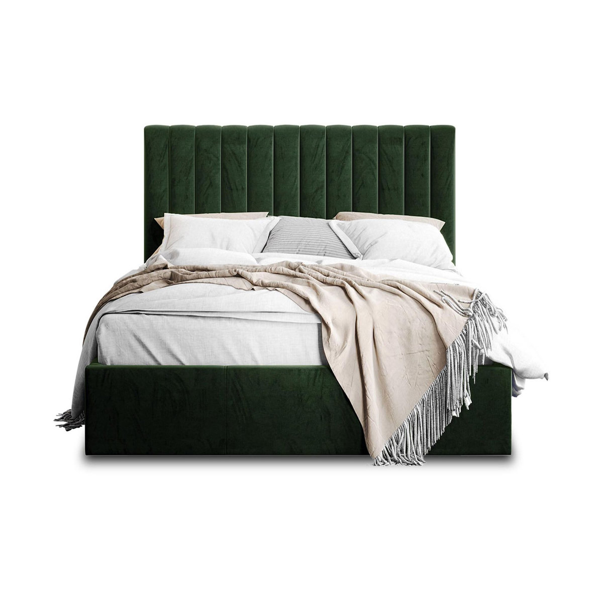 BEST MOBILIER Rosario - lit coffre - 160x200 - sommier inclus - en velours
