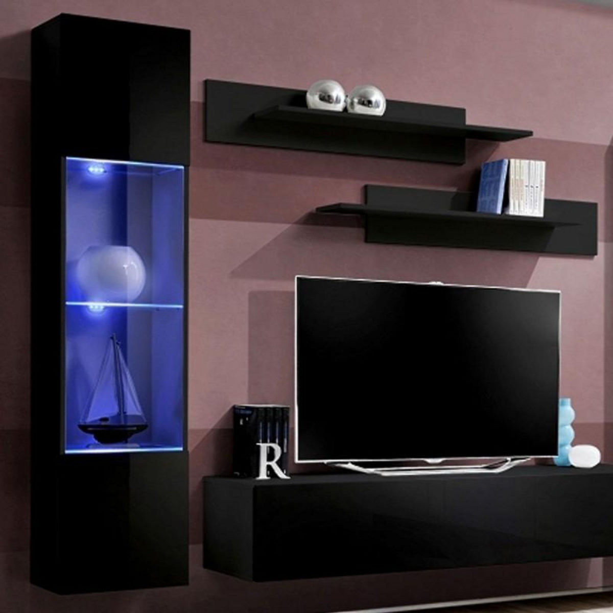 Paris Prix Meuble TV Mural Design  Fly III  260cm Noir