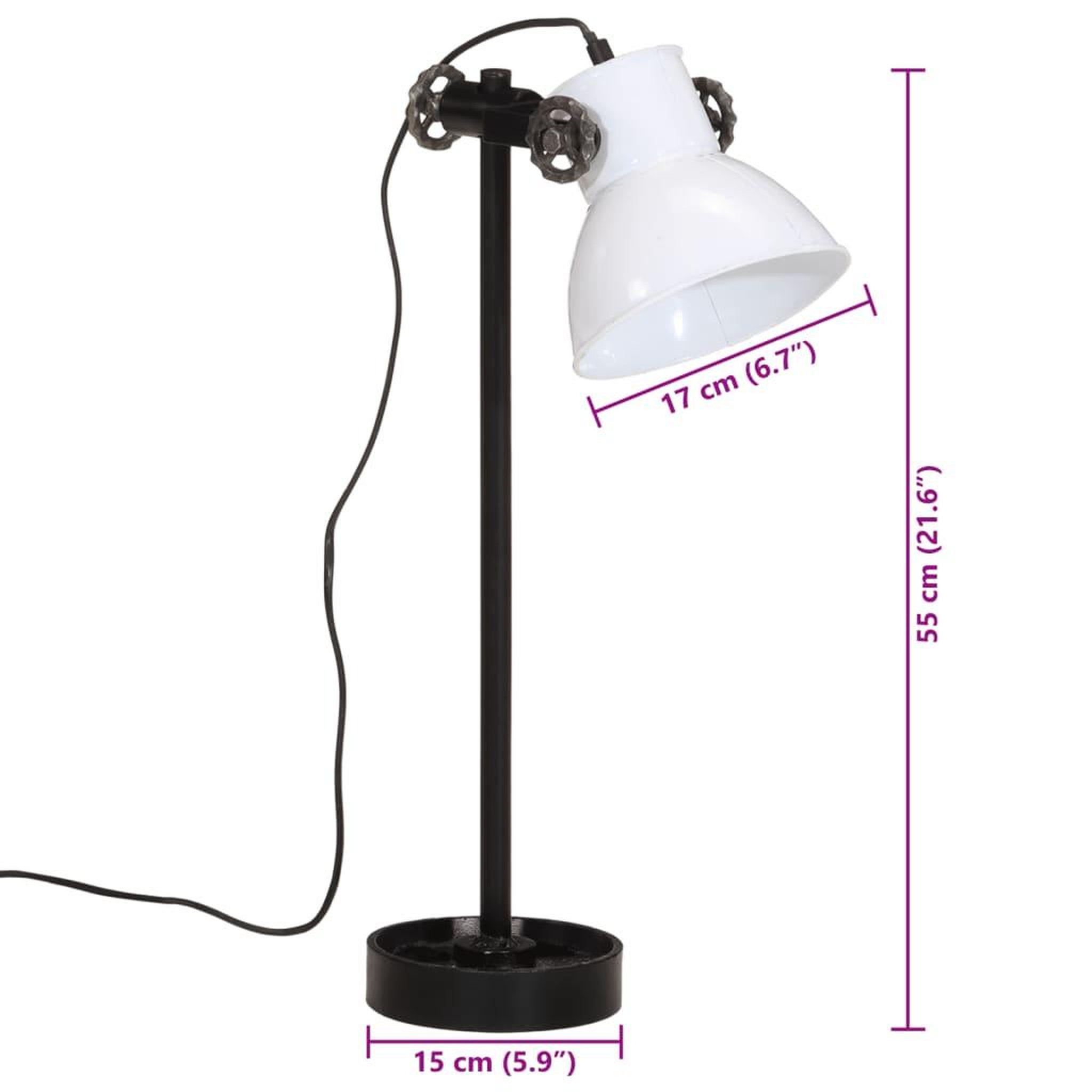 Voir la diapositive 6 : VIDAXL Lampe de bureau 25 W blanc 15x15x55 cm E27