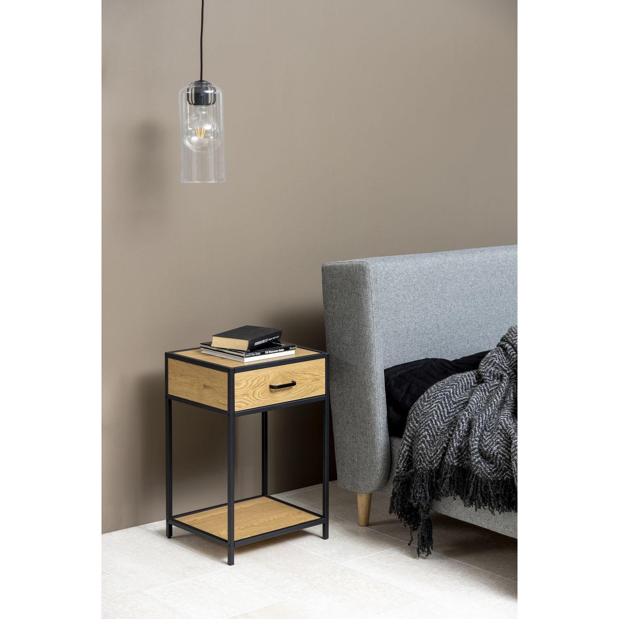 Voir la diapositive 2 : TOILINUX Table de chevet ou d'appoint 1 étagère et un tiroir en MDF et métal