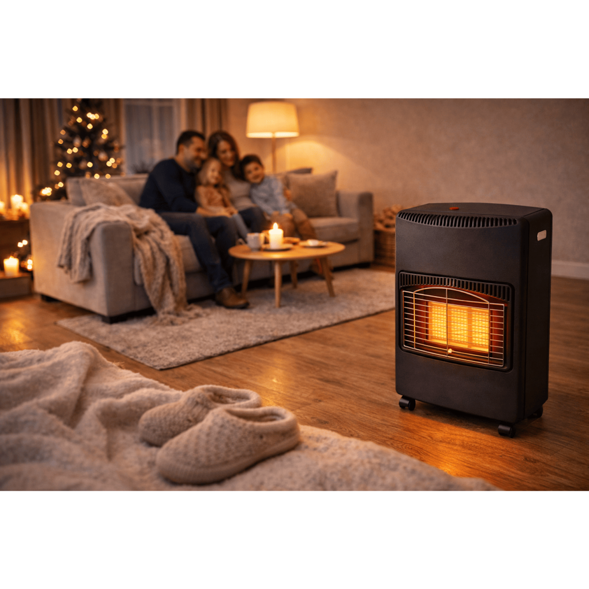 NIKLAS Chauffage d'appoint gaz 4200W + Connectique gaz incluse 3 puissances de chauffe - Poele à gaz mobile Intérieur 120m3 NIKLAS