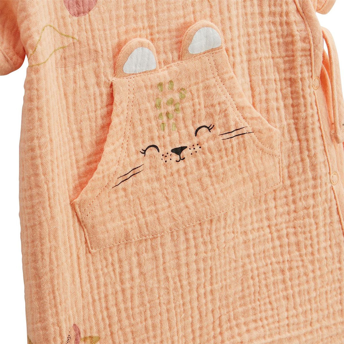 Petit Béguin Barboteuse bébé + headband en gaze de coton Sierra