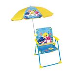 Fun House FUN HOUSE Baby Shark Chaise pliante camping avec parasol - H.38.5 xl.38.5 x P.37.5 cm + parasol ø 65 cm - Pour enfant