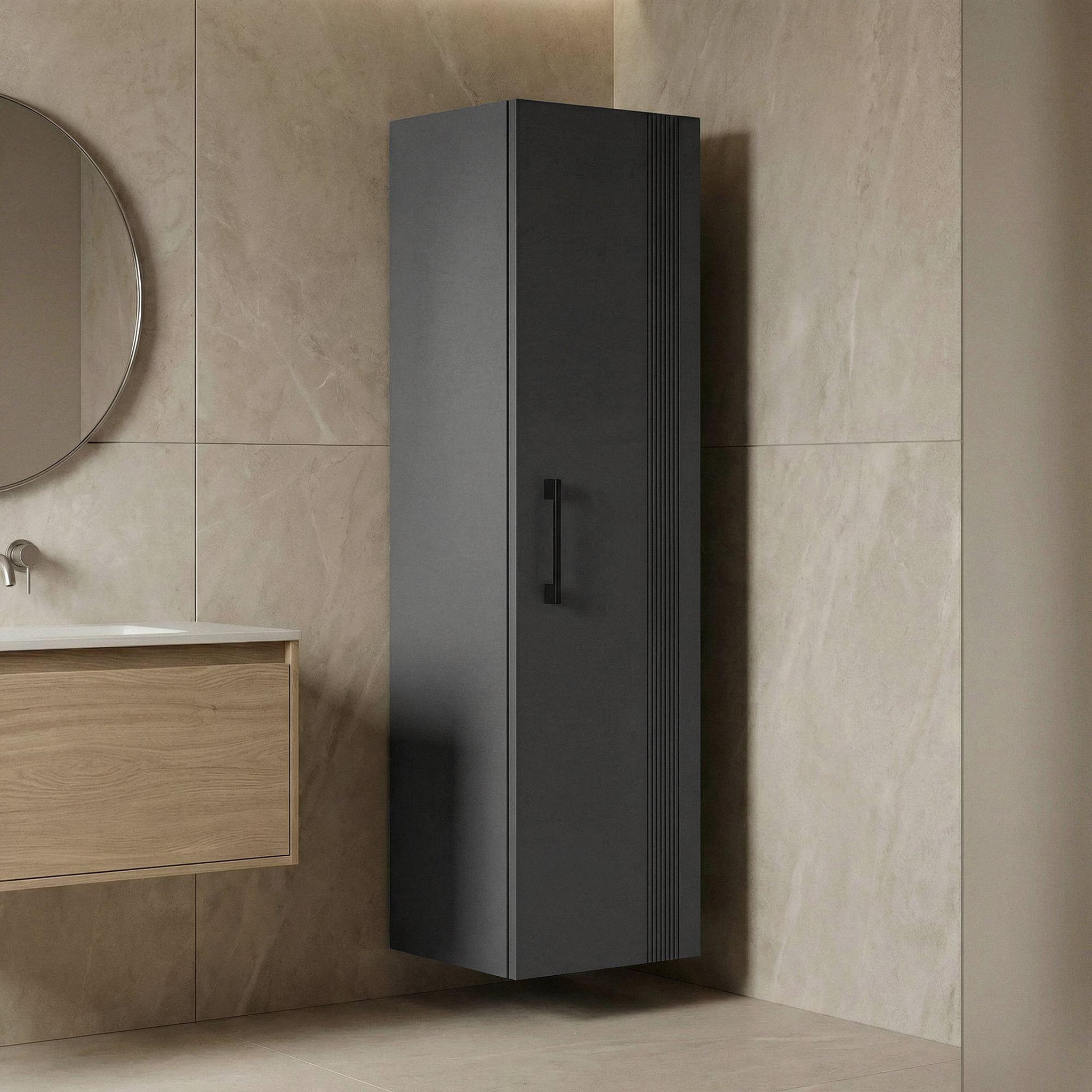 Voir la diapositive 2 : Habitat et Jardin Armoire de salle de bain  bari 40  - 40 x 32 x 138 cm - matte anthracite