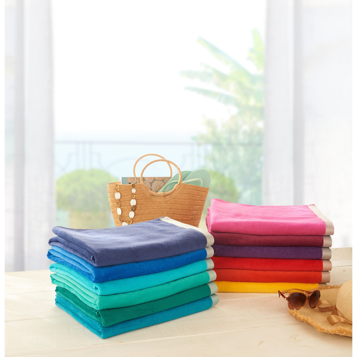 ACTUEL Drap de plage uni en coton 360 g/m² 