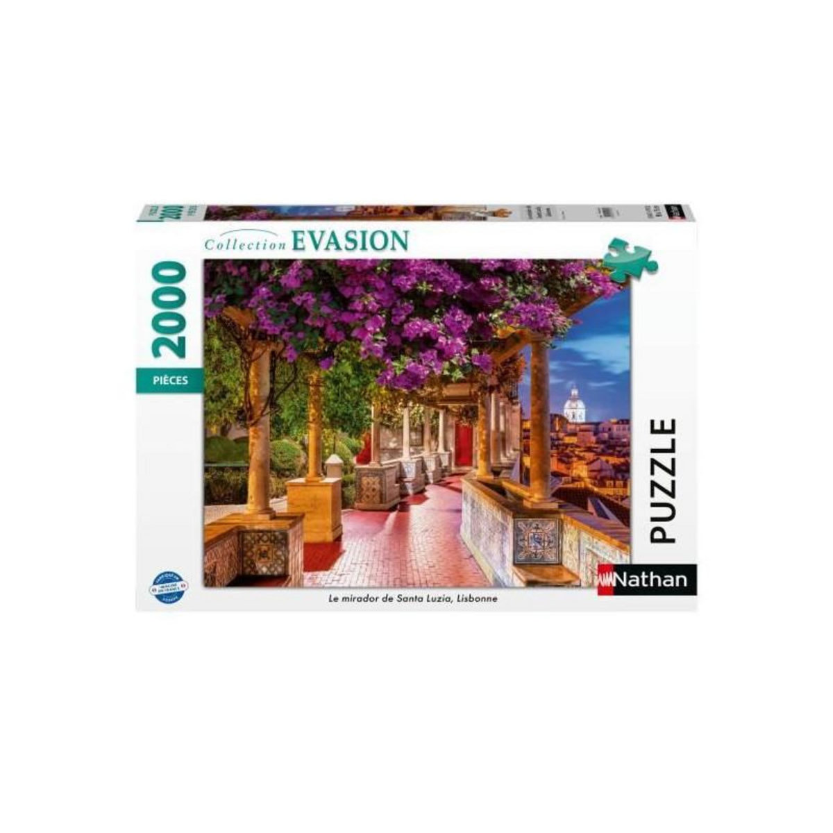 RAVENSBURGER Puzzle 2000 pieces Le mirador de Santa Luzia, Lisbonne, Adultes et enfants des 14 ans, Collection Évasion, 12001534, Nathan