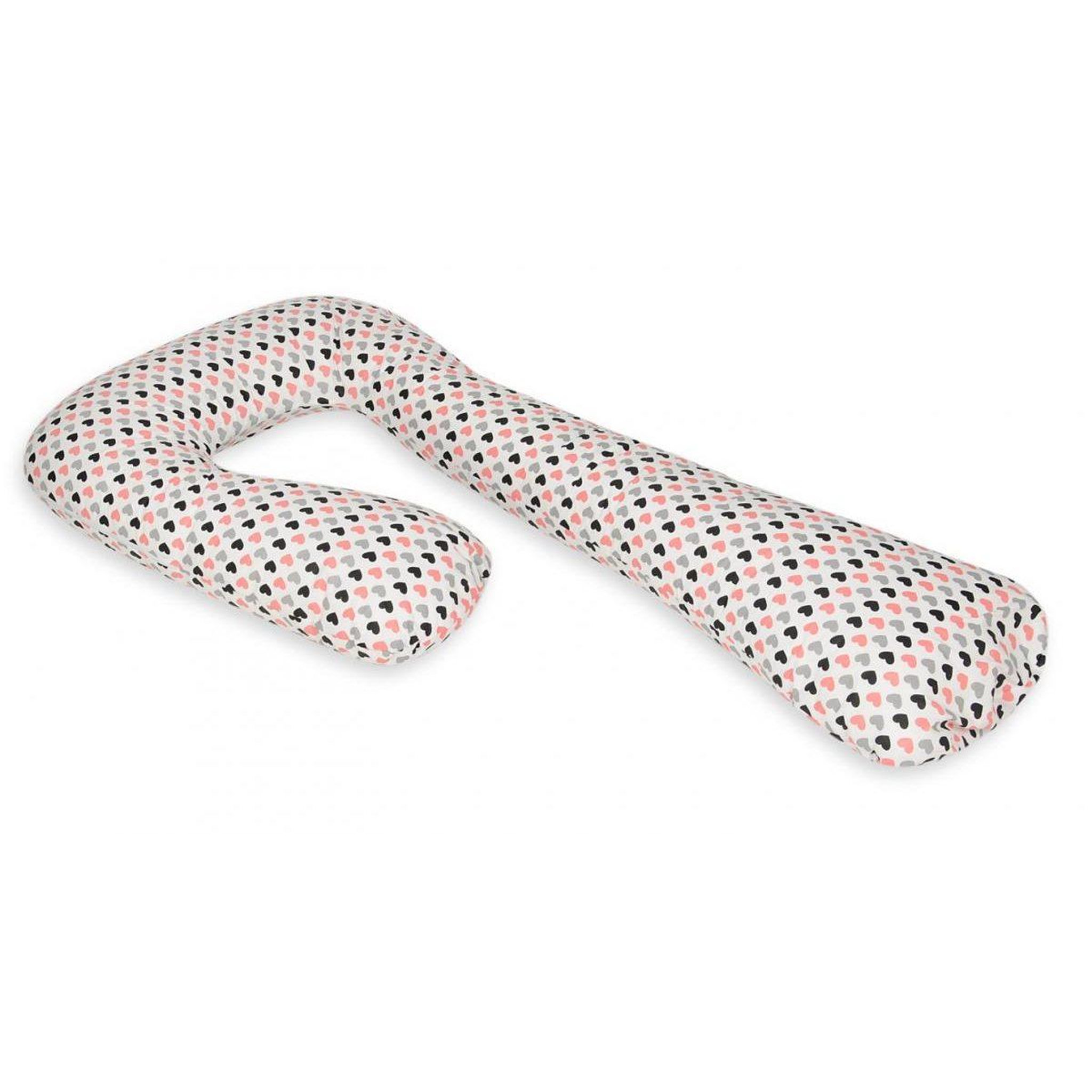 VELINDA Coussin d'accouchement pre/post natal coeurs roses-noirs-gris